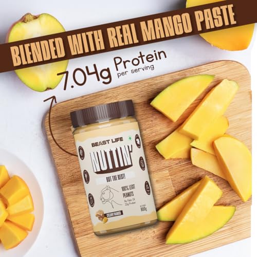 Image of BeastLife Creamy Mango Peanut Butter | 24.5 G Protein | 800 gm | 100% Peanuts, High Protein | Zero Palm Oil | Non‑GMO Nut Butter | Fitness-Friendly Spread | Zero Cholesterol