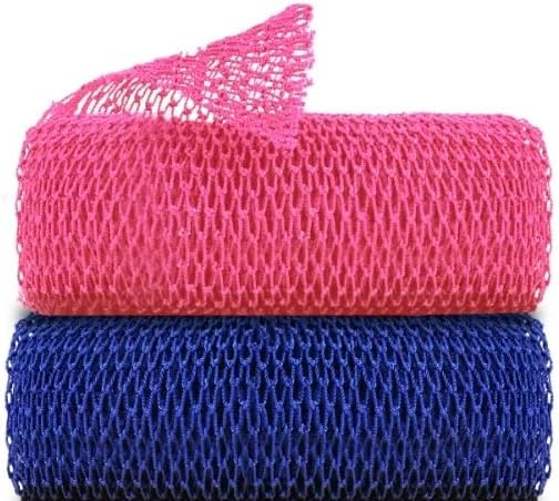 2 Pieces African Net Sponge, African Exfoliating Net Rip-Resistant Loofah Exfoliating, Body Back Scrubber for Shower, Authentic Long Nylon Exfoliating Back Washcloth Towel for All Skin