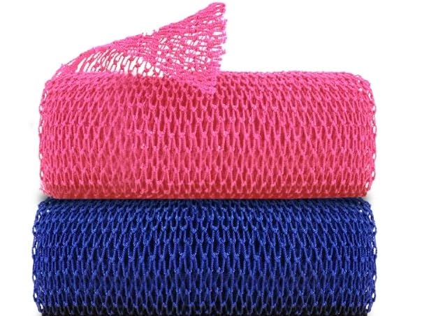 2 Pieces African Net Sponge, African Exfoliating Net Rip-Resistant Loofah Exfoliating, Body Back Scrubber for Shower, Authentic Long Nylon Exfoliating Back Washcloth Towel for All Skin