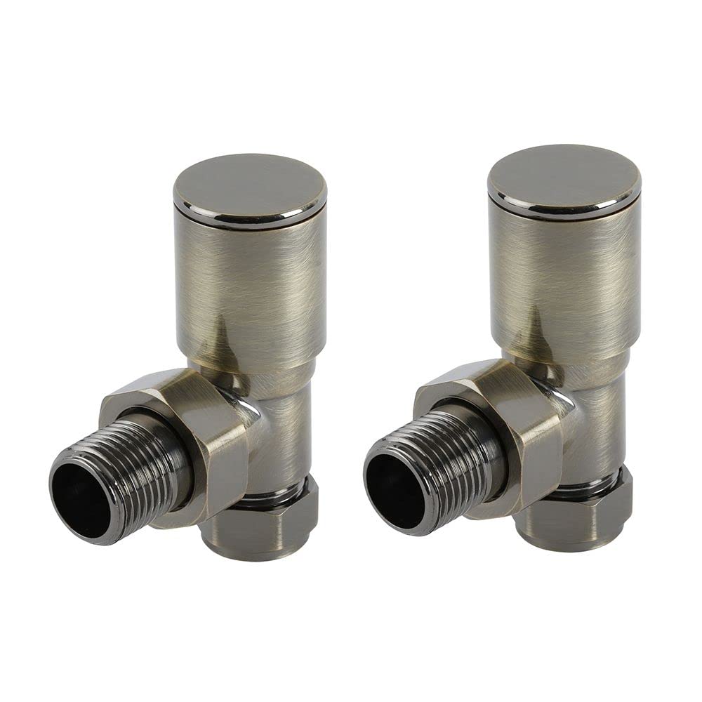 Milano Dark Brushed Brass Angled Heated Towel Rail Radiator Valves