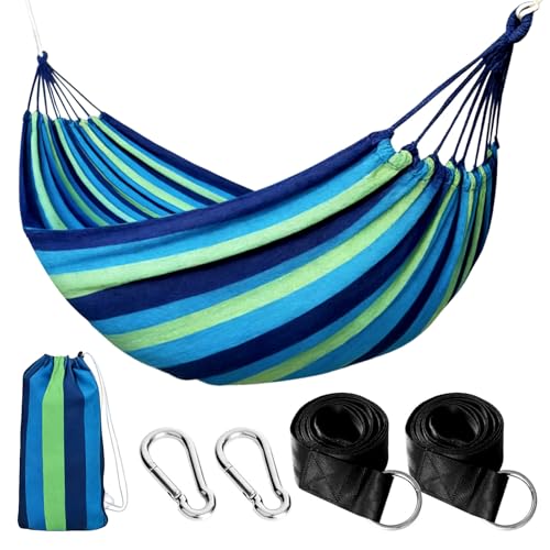 NXPZ Hamac de Camping Extérieur, Hamac Double 200x150cm, Capacité de Charge 250kg, avec Sac de Transport, Sangles en Nylon et Mousquetons, pour Camping,...
