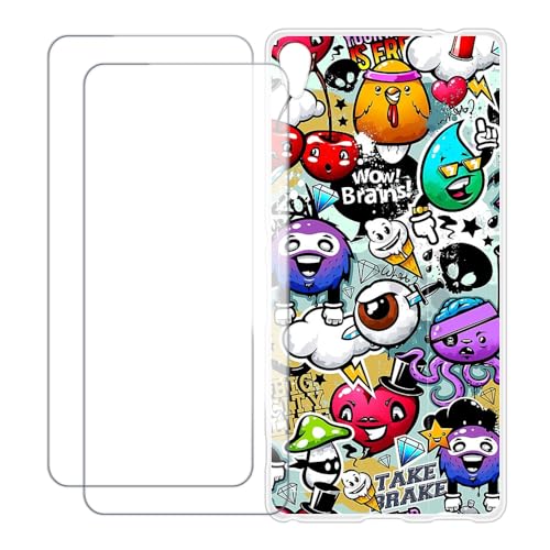UOGNADGD Compatible with Sony Xperia XA Ultra Case Colorful Custom Cover with 2 Pack Tempered Glass Screen Protectors - Shockproof Scratch-Resistant (Graffiti)