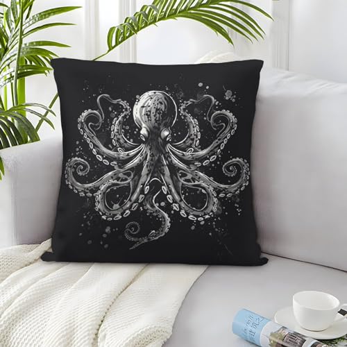 TNSGHAVED Octopus Kissenbezüge Für Sofa Und Bett, Kissenbezug, Geeignet Für Kids Room Fun Und Travel Essential, Maschinenwaschbar 40x40cm