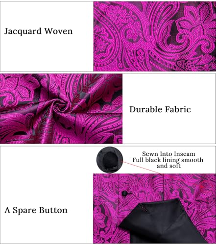 Image of DiBanGu Mens Paisley Suit Vest Silk Jacquard Waistcoat and Necktie Set Formal Shawl Collar Dress Vest 7PCS for Wedding Party
