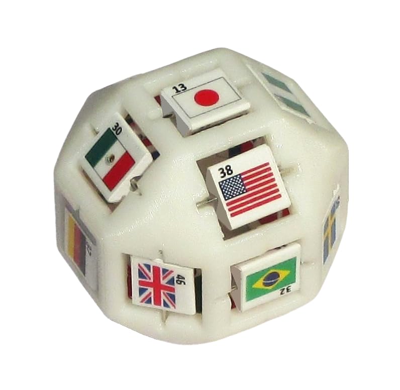 Patent Quiz Die - World Flags Memory Trivia Game with Amazing 54 Country Flags Die.