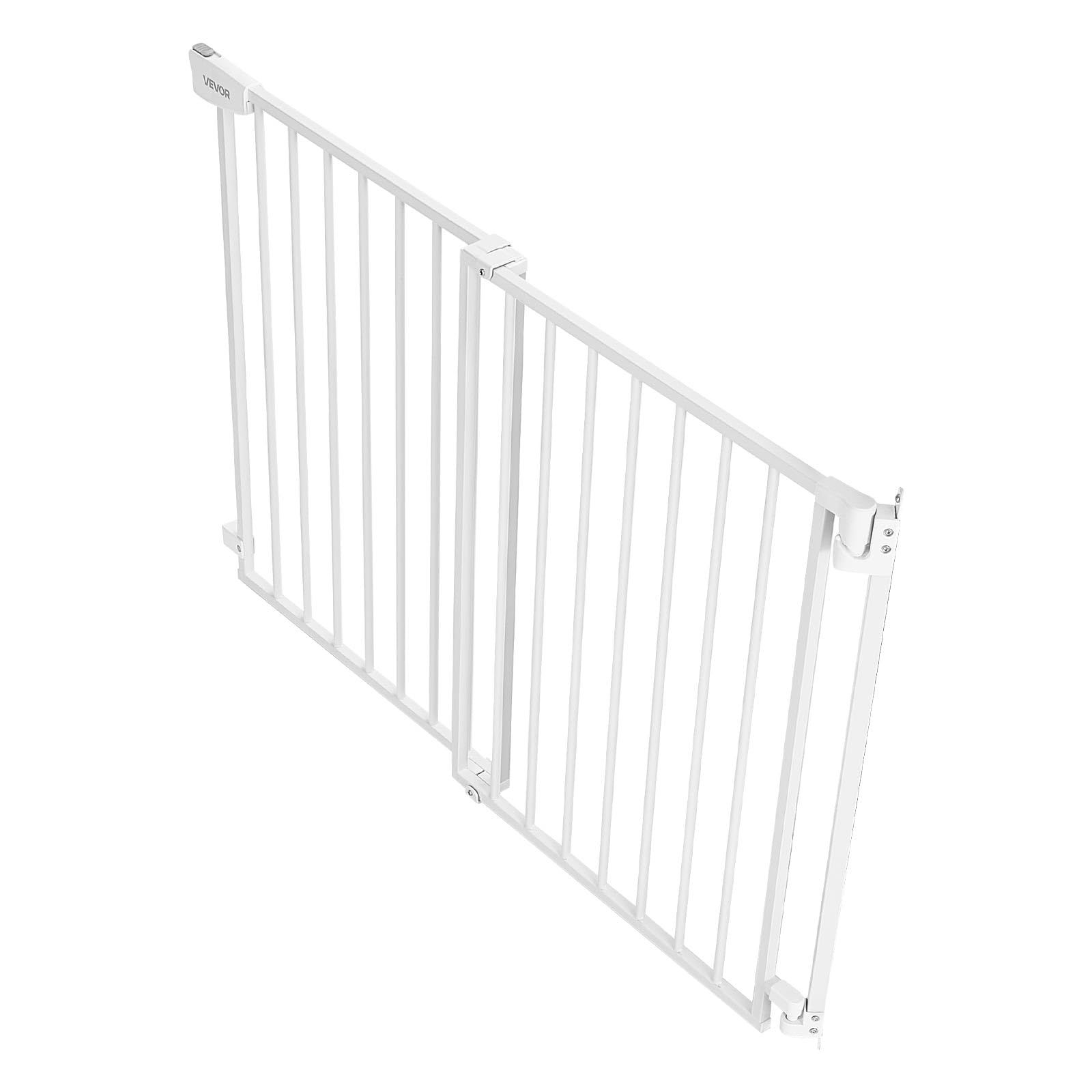 VEVOR Barrera de Seguridad para Niños, Alto de 760 mm, Ajustable de 778-1210 mm, Valla de Seguridad para Mascotas, Cierre Automático Apertura 180° Bloqueo Doble, Kit de Instalación, para Escaleras