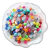200pcs Smile Face Beads,Happy Face Spacer Beads Charms for DIY Jewelry Bracelet Earrings Necklace Craft Making Supplies(Transparent Colorful)