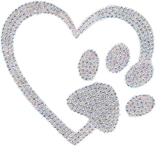 Rhinestone Dog Paw Stickers Self-Adhesive Glitter Paw Print Car Sticker Vinyl Waterproof Bling Car Decals Exterior Accessories Sparkle Love-Heart Decals for Laptops Bags Luggage Window Decoration