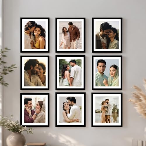 Image of Art Street Premium Photo Frame for living room, Classic Aesthetic Design Photo Frames for Photograph, Art Work, Kids Room Set of 9 (8x10 Inch, Black)