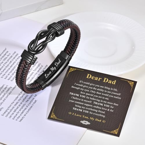 Pulsera de cuero trenzado marrón para hombre miniatura 6