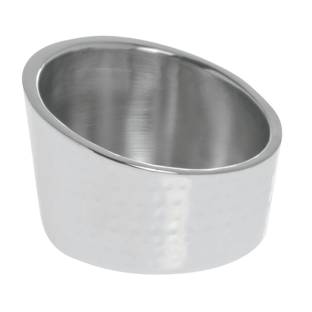 Serving Bowl with Double-Wall and Hammered Finish Stainless Steel Angled - 6" Dia x 4" H by HUBERT – Stainless Steel, Silver