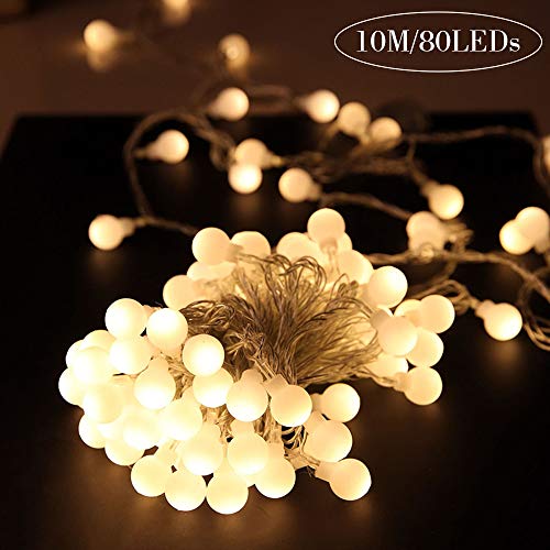 Aookey Catena Luminosa,Lucine Led Decorative 10m 80 Led, USB Luci Stringa, Festa, Matrimonio, Giardino, Bianco Caldo Luci Natalizie Per Natale, Anno Nuovo, Matrimonio,Catene Luminose da Esterno