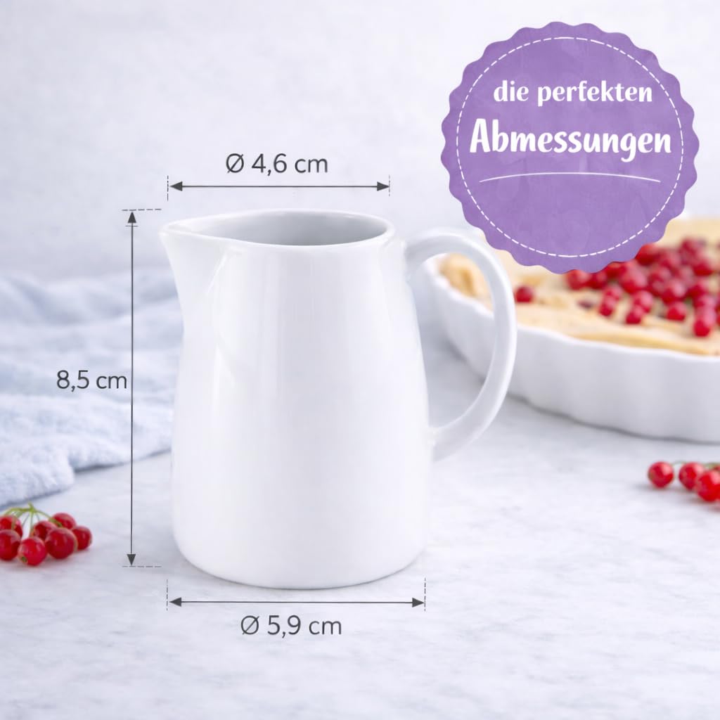 Set di 4 brocca per latte in porcellana bianca da 150 ml, piccola caraffa per latte per tavola da caffè classica, per la casa e la gastronomia, altezza 8,3 cm, brocca per latte e crema