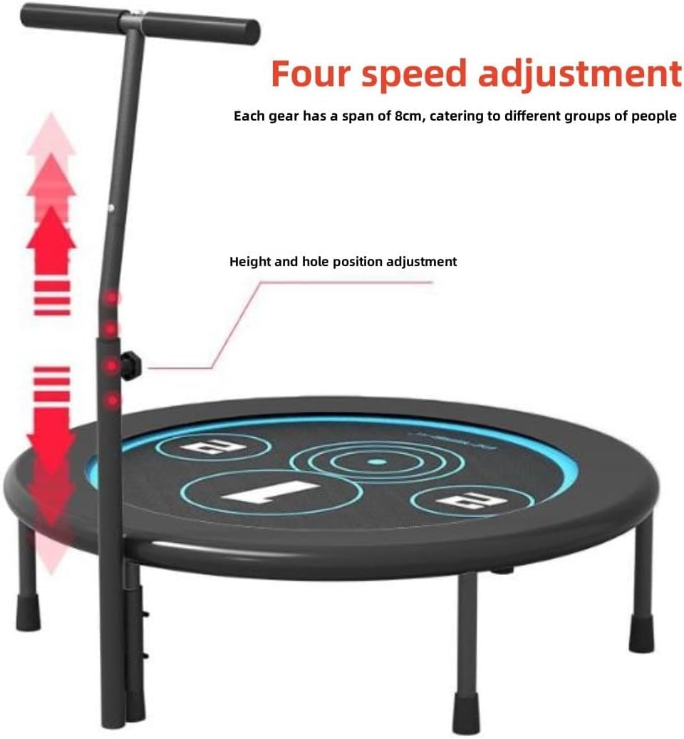 Trampolín Plegable De 40 ", Mini Trampolín De Fitness Silencioso con Pasamanos, Sistema De Diseño De Cuerda Elástica, La Mejor Opción para Ejercicio Aeróbico, Adecuado, with armrest
