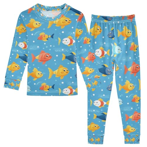 senya Rainbow Fish Pajamas Set Long Sleeve Soft Cotton Sleepwear 2 Piece