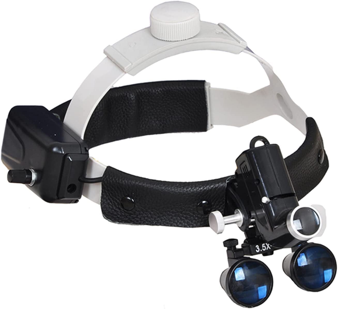 5W Adjustable Headband LED Headlight, 3.5X Binocular Loupes Specific Headlamp, Head-Wearing Magnifying Glass, Magnifying Glass for Teeth.