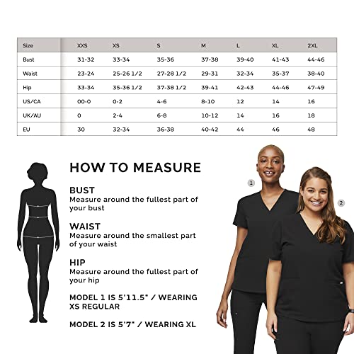 Figs Casma Three-Pocket Scrub Top For Women – Black, M #TOP5