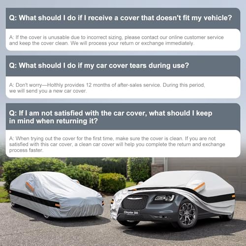 Image of 10 Layers Car Cover Custom Fit for Chrysler 300 (2004-2023), Waterproof All Weather for Automobiles, Outdoor Full Cover Sun Dust Rain Protection with Cotton. Silver