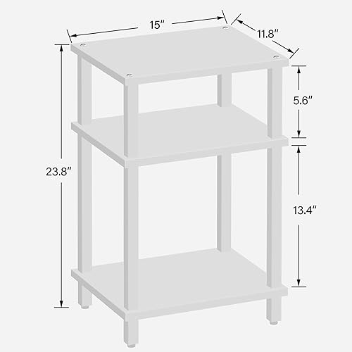 Miniatura 43 de TUTOTAK Juego de 2 mesas auxiliares, mesa auxiliar, mesita de noche, estante de almacenamiento de 3 niveles, mesa de sofá para espacio pequeño