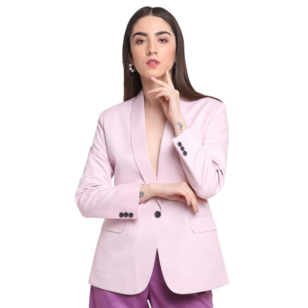 EnnobleWomen's Oversized Pink Color Blazers Regular Fit Office Blazer Single Breasted -Pink Color