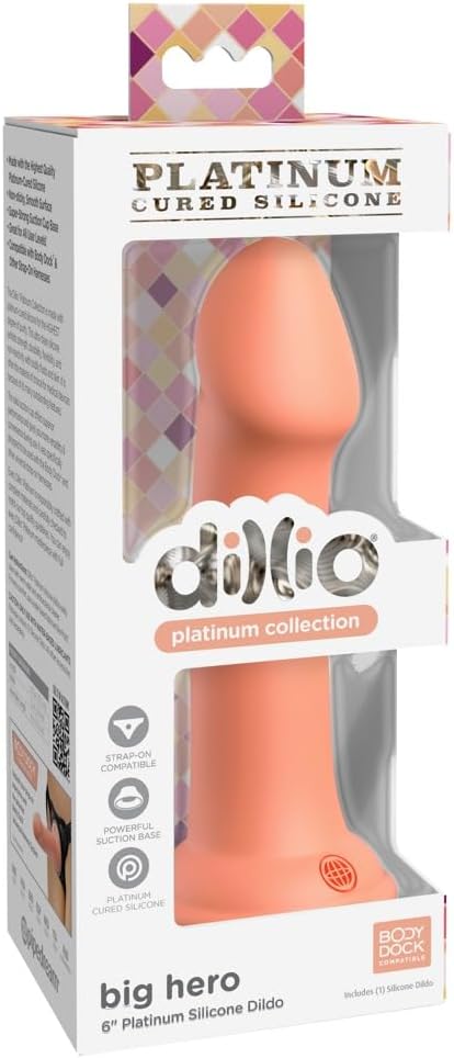 Pipedream Prorducts - Dillio Platinum Collection - Big Hero 6" Platinum Cured Silicone Dildo - Peach