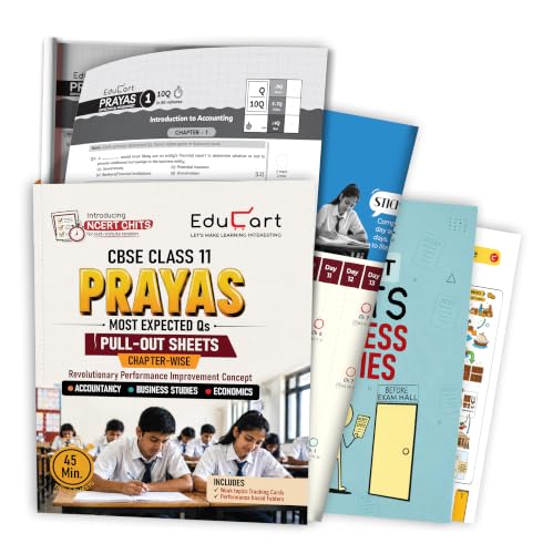 Image of Educart PRAYAS CBSE Class 11 Commerce 2027 - Accountancy, Business Studies & Economics (Ch-wise Timed Worksheets with NCERT Chits 2026-27)