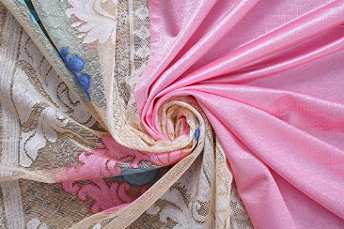 Image of LaVichitra Polyester Window Curtain with Designer Net (5ft, Pink) -2 Pieces