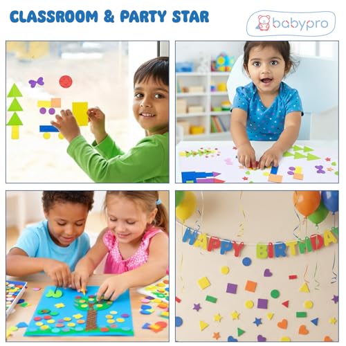 Image of BabyPro Foam Stickers with Self Adhesive, 225 Pieces Multicolour 3D Craft Stickers for Kids | Scrapbooking, Card Making, DIY Art & Craft, Classroom & Party, Easy Peel