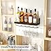 Love-KANKEI Wine Rack with Stemware Hanger, 17inch Wine Glass Rack, Floating Shelf Wall Mounted, Wood Wall Shelf for Kitchen, Dinning Room, Home Bar, Living Room etc, Dark Brown