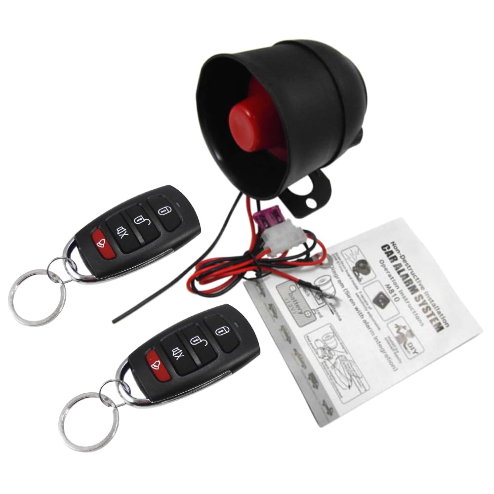 Alarma coche 12V antirrobo coche con 2 mandos sensibilidad ajustable | Sistema alarma para coche 12V con 7 niveles de sensibilidad y 2 controles remotos para protección diaria del vehículo