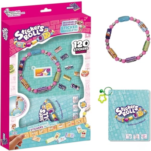 Sticker Rolls Bracelet for Kids 120 Holographic Sticker Roll Bracelet Toy DIY Arts and Crafts Jewelry Making Kit for Girls Ages 5+ Creative Arts & Crafts Gift Set