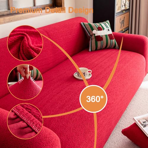 Housse de canapé 3 places extensible en tissu premium vert matcha - 5