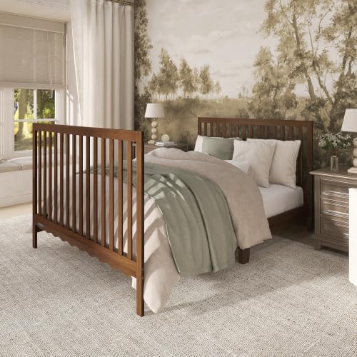 Image of Dream On Me Synergy Wave 5-in-1 Convertible Full Size Baby Crib, Walnut