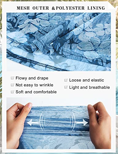 Timeson Womens Tunic Tops,Short Sleeve Blouses For Women Business Casual Floral Dressy Long Shirts For Leggings Summer Business Casual Flowy Ladies Blouses And Tops Loose Clothes Deep Blue M #TOP4