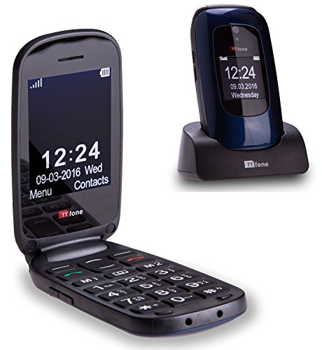 TTfone Lunar grote toetsen ongecompliceerd Simlock-vrij klapontwerp mobiele telefoon (blauw)