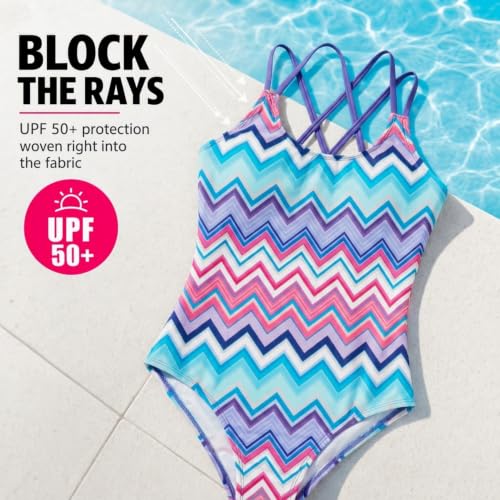 Image of Kanu Surf Girls' Reese UPF 50 Beach Sport Criss-Cross One Piece Swimsuit
