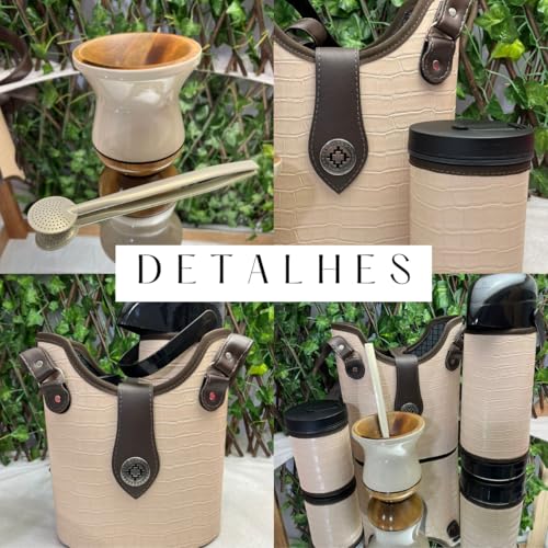 Kit Mateira Completo: Cuia, Bomba, Pote para Erva e Térmica, Cor Nude