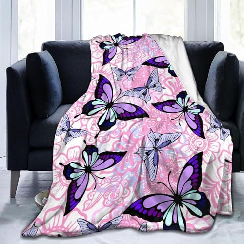 Couverture flanelle papillon 130x150cm plaid doux imprimé