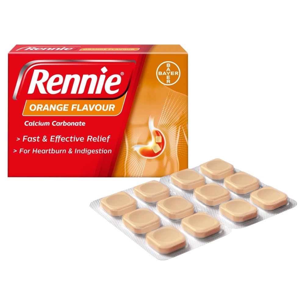 Rennie Orange - Antacids, Heartburn and Indigestion Fast and Effective Relief for Acid Reflux - 144 Tablets (6 Pack of 24 Tablets)