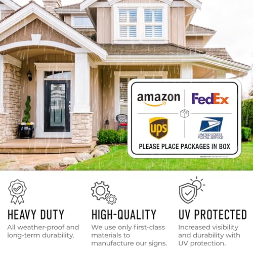 package delivery sign delivery instructions fedex amazon ups usps sign 10x7 inches 4 mil vinyl decal stickers weather resistant made in usa