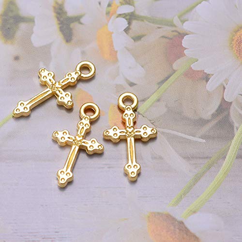 100Pcs Antique Gold Jesus Christ Cross Charms Pendants For Necklace Earring Bracelet Diy Crafting Jewelry Findings Making Accessory 12Mmx21Mm(A490) #TOP4
