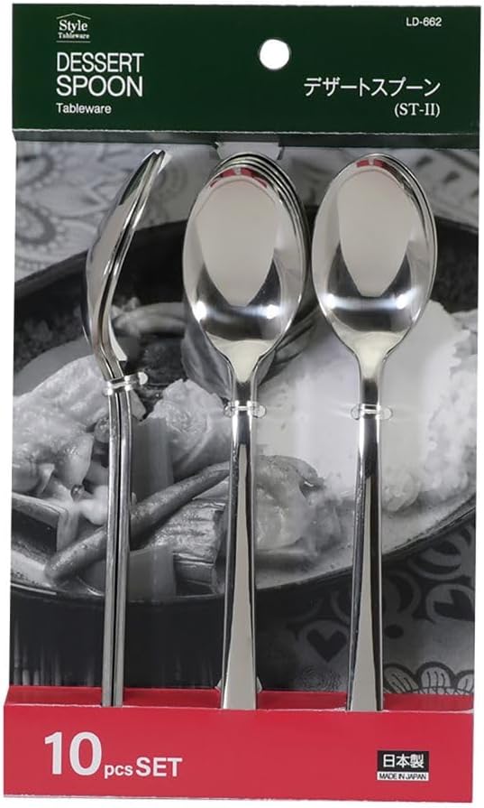 Liberty Corporation Stainless Steel Dessert Spoons, Set of 10, ST-II, LD-662, Style Tableware