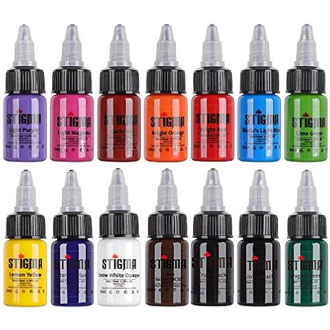 Stigma Tattoo Ink Kits Professional Set Tattoo Inks and Supplies 14 Pack Tattoo Ink Colors 1/2 oz (14 colors) TI4003-15-14 Cover