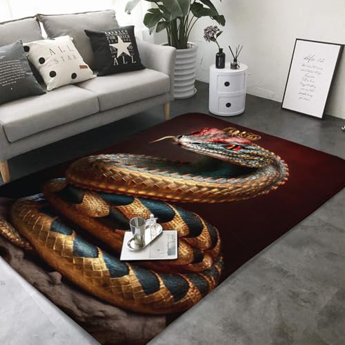 Generisch Alfombra 3D con estampado de serpiente, alfombra decorativa para sala de estar y dormitorio, alfombra antideslizante para balcón y cocina, alfombra de suelo para niños 120 x 160 cm (COLOR5,