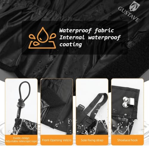 Image of Gustave Gaiters for Hiking, Climbing, Leggings, Trekking, Waterproof Windproof Sandproof Adults Hiking Gaiters, with Secure Fasten Belt Adjustable Hiking Gaiters Lightweight Gaiters (1 Pair) | Secure Fasten Belt, Adjustable, Lightweight Boot Leg Cover Protect for Mountain Snow, Hiking, Skiing, Walking, Climbing