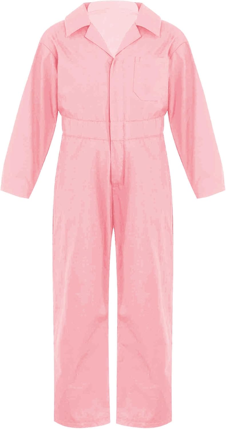 iEFiEL Kids Cargo Overalls Mechanic Work Suit Cotton Long Sleeve Button Down Jumpsuit Party Dress Up Casual Daily Wear