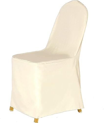 Miniatura 8 de Efavormart - 5 fundas para sillas de banquetes de poliéster beige con parte superior redonda, de lino, para bodas, fiestas, eventos, catering