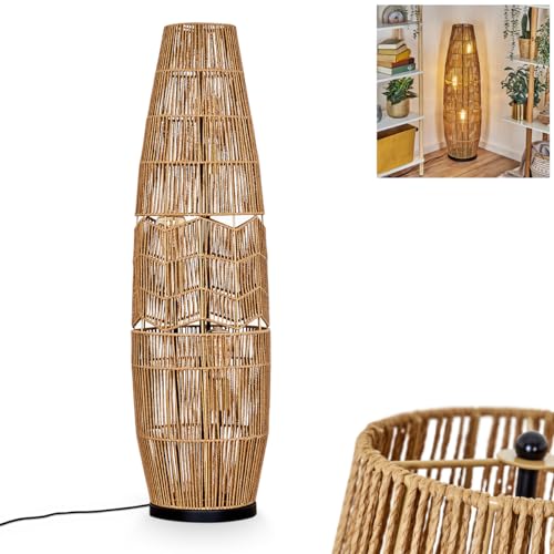 Lampadaire Karby, en métal/corde noir/marron/doré, lampe au design bohème avec abat-jour à effet grillagé (Ø 30 cm), hauteur 105 cm, interrupteur...