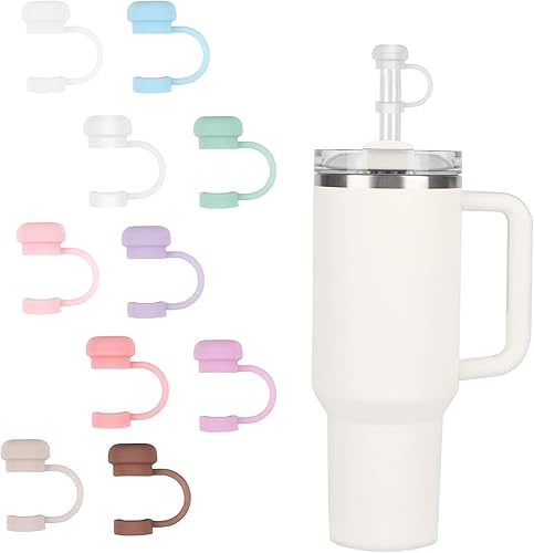 10 piezas de 0.394 in de silicona para popotes Stanley Cups 30 40 oz tapa de paja para vasos, reutilizable, a prueba de polvo, simple y moderna,