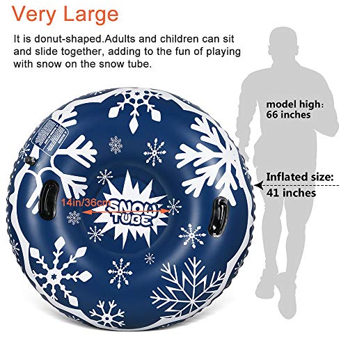sanyi Snow Tube 41\'\' Heavy Duty Inflatable Snow Sled 6mm Thickness Material for Highly Tolerant Abrasion Great for Kids and Adults Ideal for Winter Fun